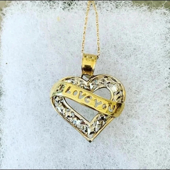 10k Gold Love You Heart Necklace - Picture 3 of 6